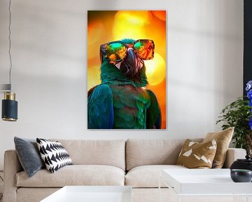 Great parrot with sunglasses - Colourful by Poster Art Shop