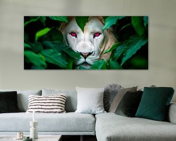 White lion hidden in the green thicket by Poster Art Shop