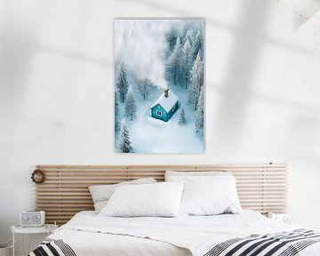 Winterhuis in de sneeuw - vredige idylle van Poster Art Shop