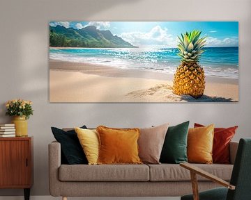 Ananas sur la plage - Paradis tropical sur Poster Art Shop