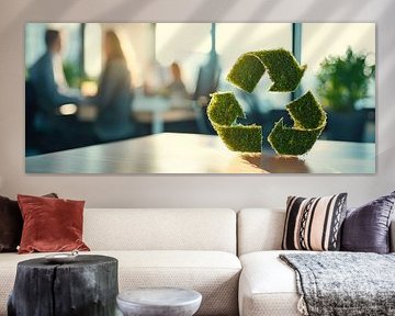 Sustainability in the office - green recycling symbol by Poster Art Shop