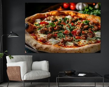 Delicious pizza with fresh ingredients by Poster Art Shop