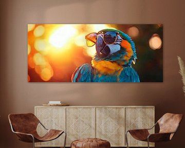 Parrot with sunglasses in the sunlight by Poster Art Shop