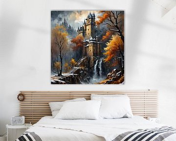 Woodhouse Castle, kasteel in herfstbos van Nick Wendt