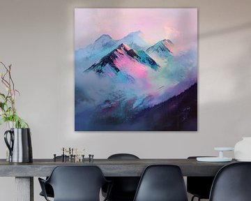 Serene Mountain Hues van Abstract Schilderij