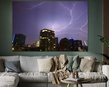Onweer in Rotterdam van Michel van Kooten