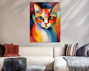 Decoratieve expressionistische kat van Frank Daske | Foto & Design