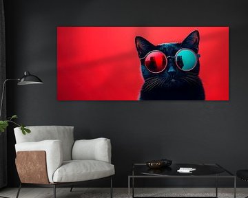 Black cat with stylish sunglasses by Poster Art Shop
