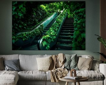 Green escalator in the park by Poster Art Shop