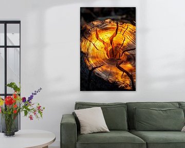 Baumstumpf mit goldenem Licht von Poster Art Shop