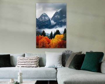 Berglandschap in herfstlicht van Poster Art Shop