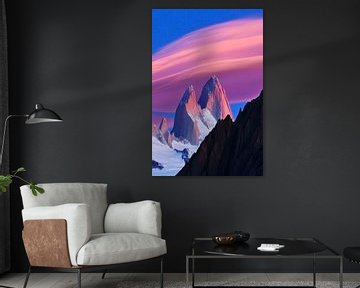 Bergpanorama met wolkenkleuren van Poster Art Shop