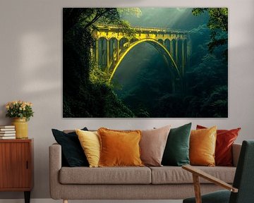 Arched bridge in the fog - natural scenery by Poster Art Shop