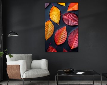 Feuilles d'automne colorées sur l'eau sur Poster Art Shop