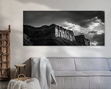 Dramatic rocky landscape in black and white by Poster Art Shop