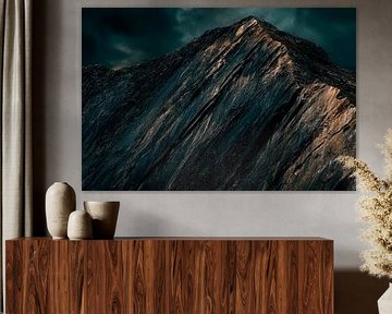 Dramatische Bergspitze – Dunkle Wolken von Poster Art Shop