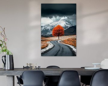 Eenzame boom in de herfst - Dramatisch van Poster Art Shop