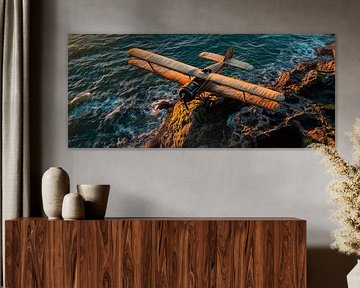 Aeroplane by the sea - sunset by Poster Art Shop