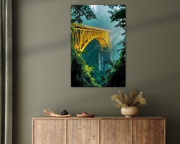 Golden bridge in the fog - nature shot by Poster Art Shop