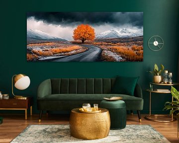 Herbstbaum in der Landschaft von Poster Art Shop