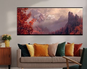 Herfstlandschap met bergen van Poster Art Shop