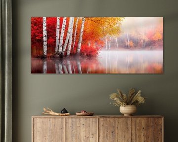 Herfstboomreflectie in het water van Poster Art Shop