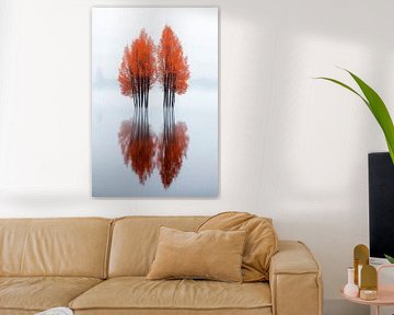 Autumn trees in the fog - reflection by Poster Art Shop