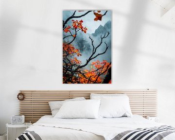 Herfsttakken in de mist van Poster Art Shop
