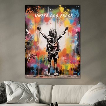 Samen voor Vrede | Banksy Syle Straatkunst Graffiti van Frank Daske | Foto & Design