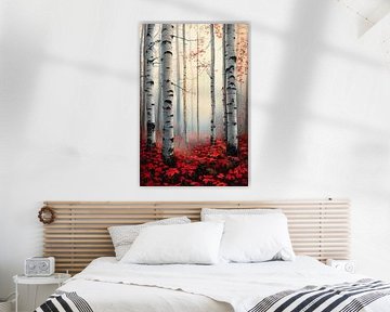Autumnal forest mist with birch trees by Poster Art Shop