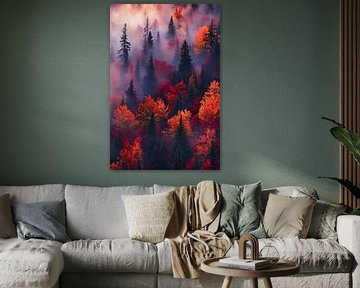 Autumnal forest mist - a blaze of colour by Poster Art Shop