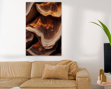 Houten schijven in warme tinten van Poster Art Shop