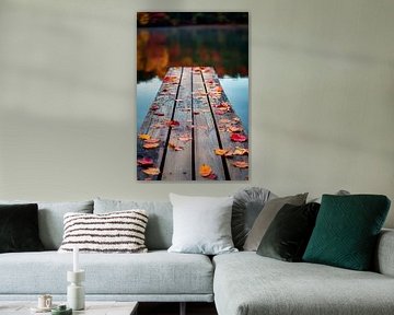 Wooden walkway in autumn - Colourful leaves by Poster Art Shop