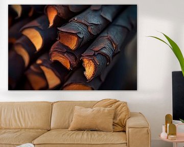 Holzstämme mit Rinde – Nahaufnahme von Poster Art Shop