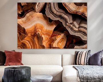 Houtstructuur in aardetinten - natuur van Poster Art Shop