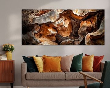 Houtstructuur in aardetinten - Organisch van Poster Art Shop