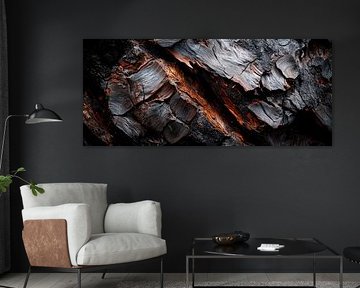 Wood texture with bark - dark and warm by Poster Art Shop