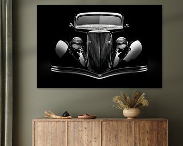 Klassischer Auto-Frontansicht – Schwarz-Weiß von Poster Art Shop