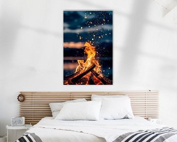 Campfire with sparks - evening atmosphere by Poster Art Shop