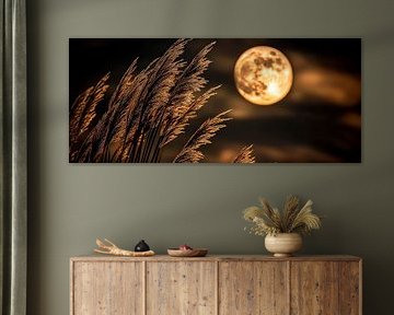 Moonlight over reed grass by Poster Art Shop