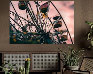Ferris wheel with flowers in the evening light by Poster Art Shop
