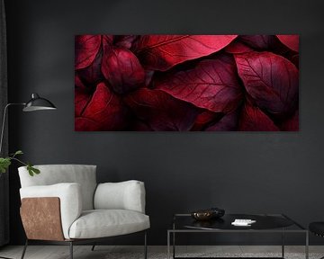 Rote Blätter im Detail – Naturtextur von Poster Art Shop