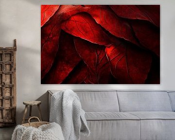 Rode bladeren in het licht - rijk aan textuur van Poster Art Shop