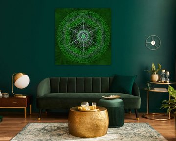 Mandala, green, with raised lines by Rietje Bulthuis