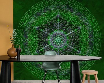 Mandala, groen, met verdikte lijnen, 3d van Rietje Bulthuis