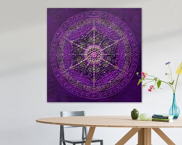 Mandala, purple with raised lines by Rietje Bulthuis