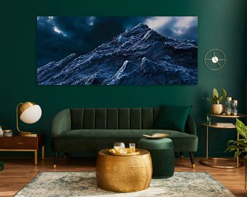 Snow-covered mountain under clouds by Poster Art Shop