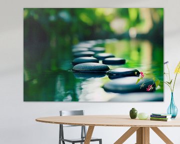 Stenen in het water - Natuurimpressie van Poster Art Shop