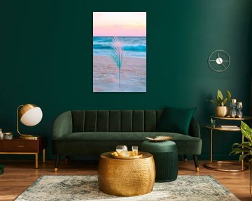 Herbe de plage dans la lumière du soir - Minimaliste sur Poster Art Shop