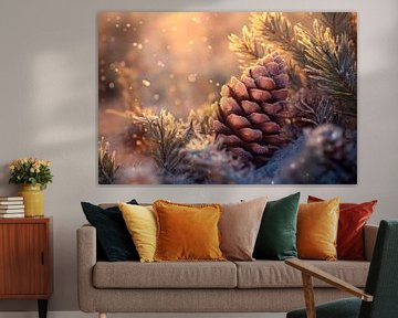 Dennenappels in winterlicht van Poster Art Shop